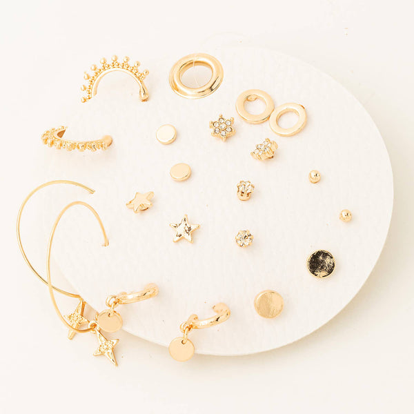 Fame Accessories - Assorted Mini Star Disc Earrings Set