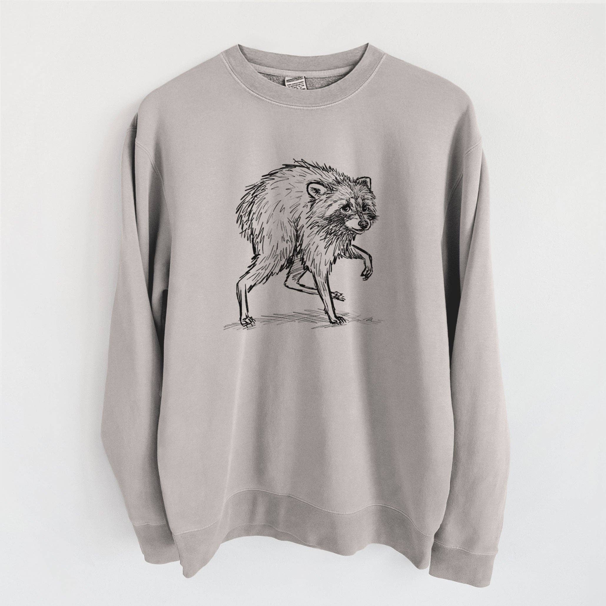 Because Tees - Short-Spine Seattle Raccoon - Unisex Pigment Dyed Crew Sweatshirt