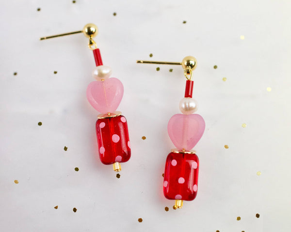 Valentina Polkadot Heart Earrings