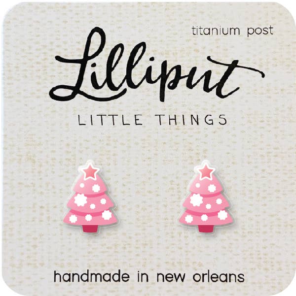 Lilliput Little Things - Pink Christmas Tree Earrings