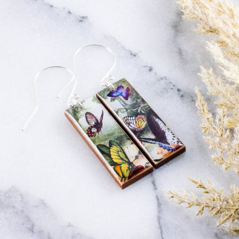 Butterfly Forest Rectangle Earrings