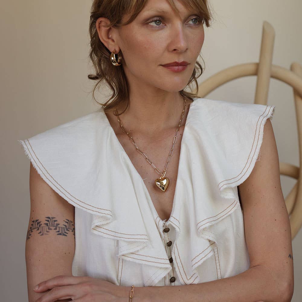 Puffy Heart Toggle Chain | Gold