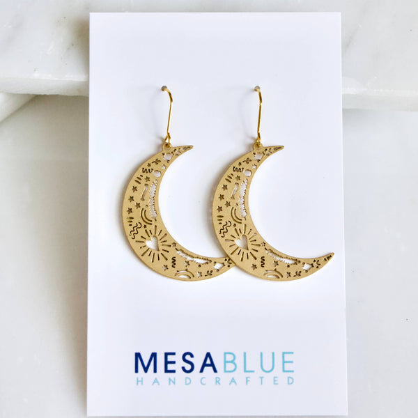 Brass Crescent Earrings