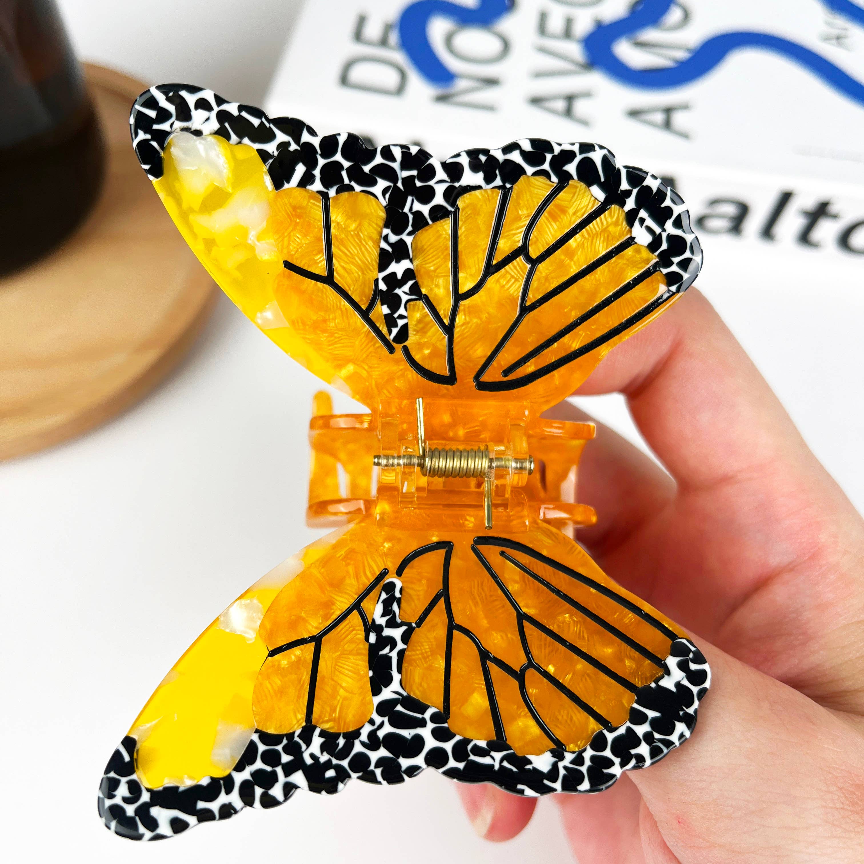 TheDivaSoap - Acetate Yellow Butterfly Hair Clip, High Quality Hair Clip