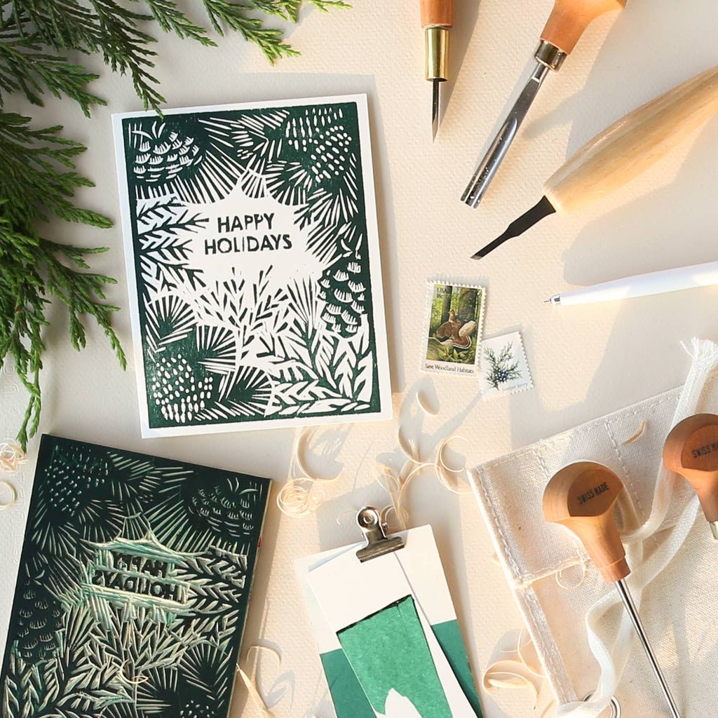 Heartell Press - Happy Holidays (Greenery) Card