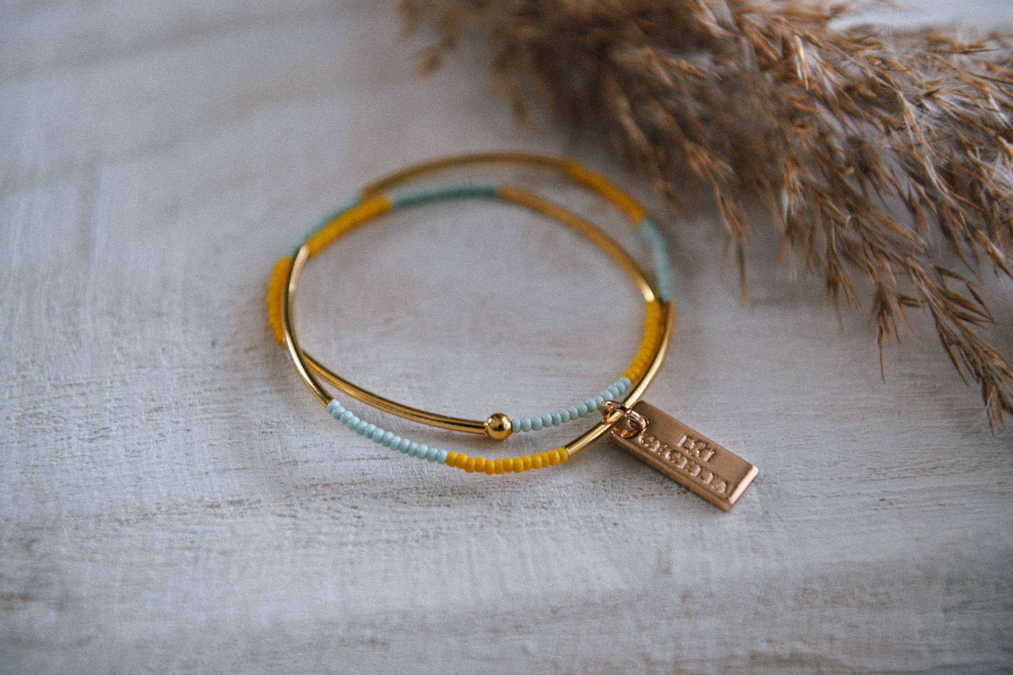 Seed Bead and Gold Tube Bead Wrap Bracelet