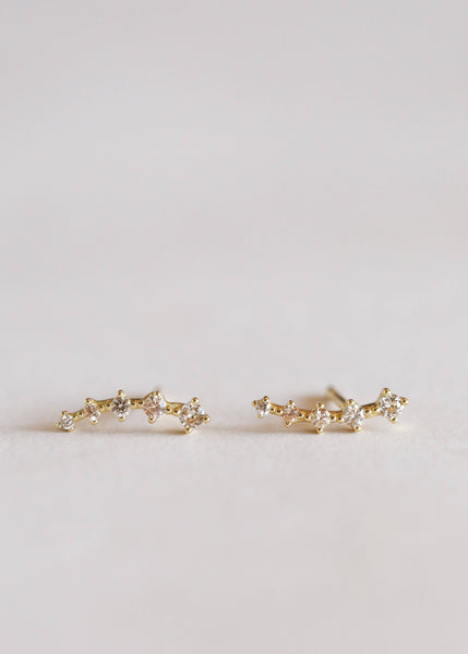 Crawler - Champagne CZ - Gold Earrings