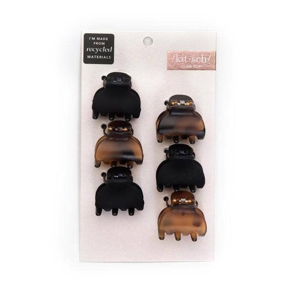 X-Small Claw Clips 6pc - Black & Tort