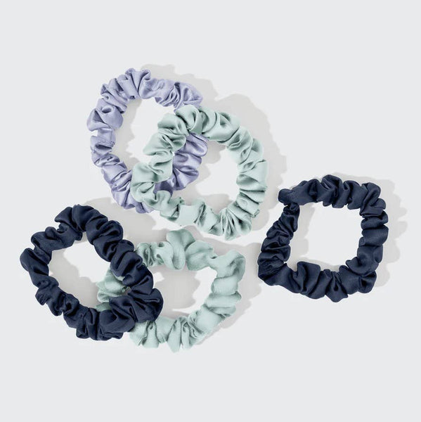 Ruched Satin Scrunchies 5pc Set - Garden Bouquet