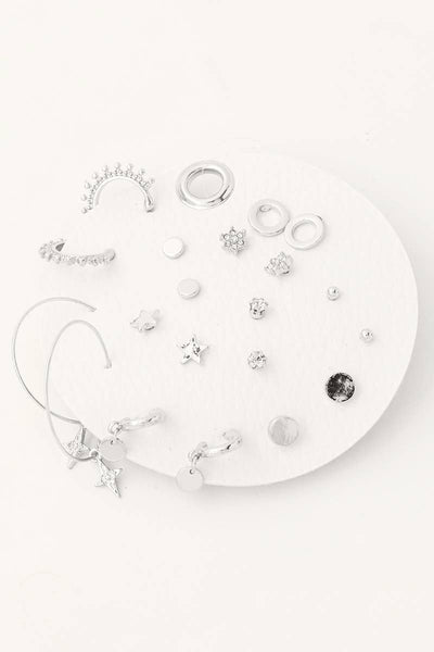 Fame Accessories - Assorted Mini Star Disc Earrings Set