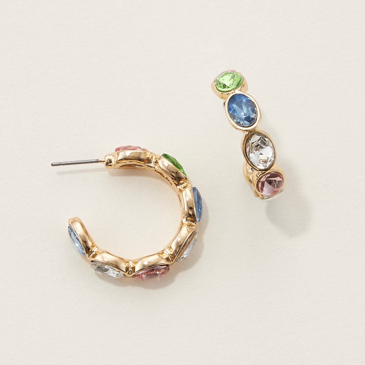Color Rhinestone Hoop Earrings