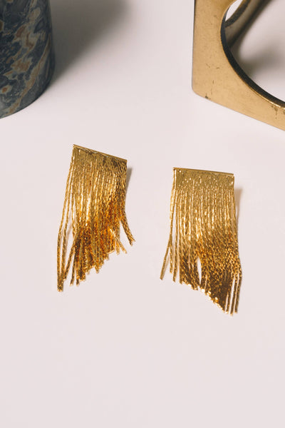 Maurise Fringe Stud Earrings | 18k Gold Plating