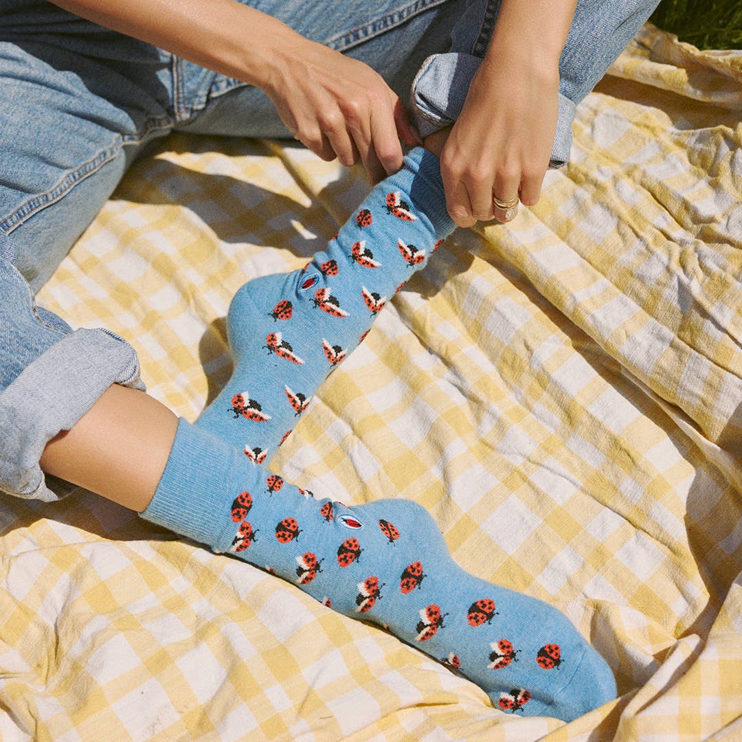 Conscious Step - Socks that Protect Pollinators (Blue Ladybugs)
