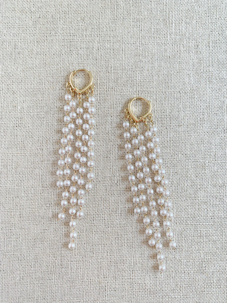 Fola Pearl Fringe Earrings | 18k Gold Plating