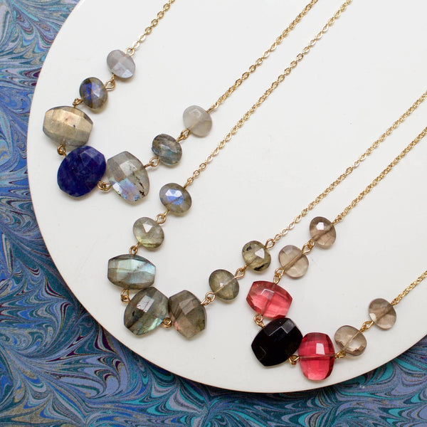 Semi Stacked Necklace: Lapis/Lab