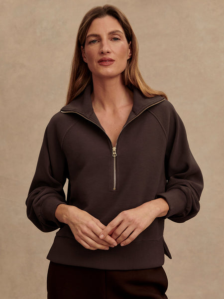 Women's Milano  Half Zip Sweat | Coffee Bean