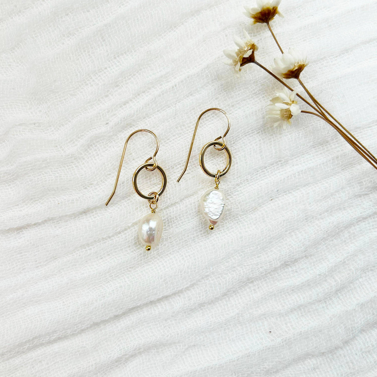 KARA | TOZER - Gold Filled Genuine Pearl Dangles