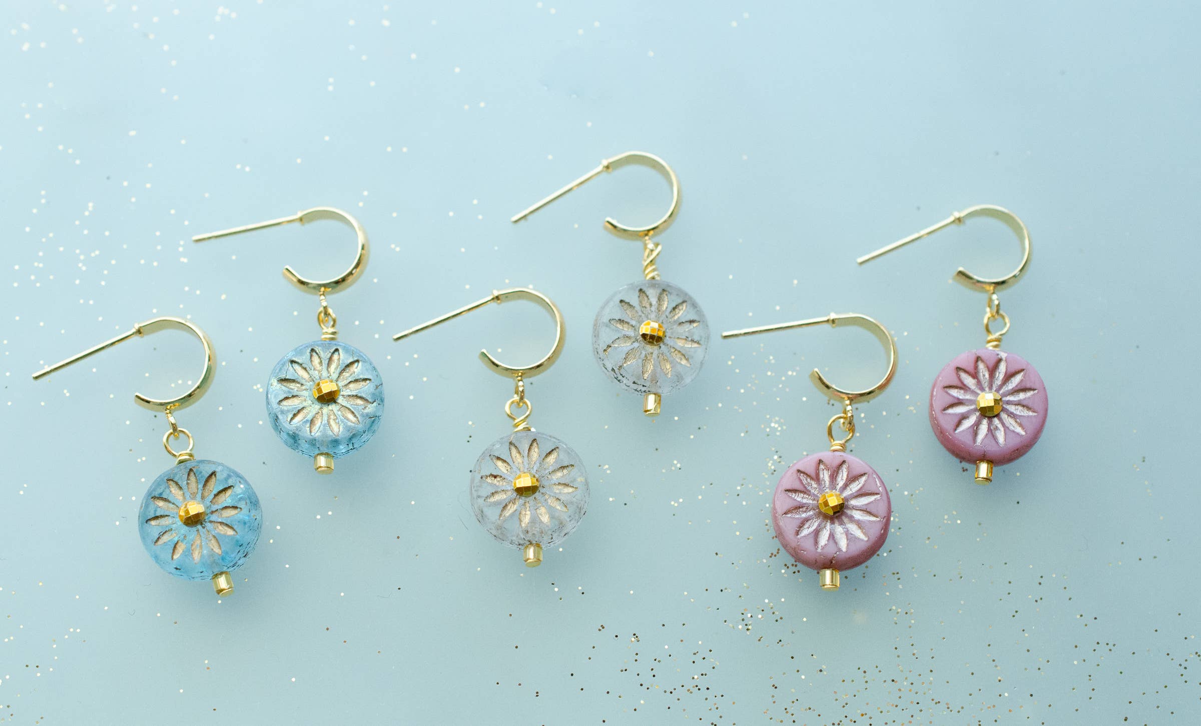 Czech Rhinestone Hoop Earrings