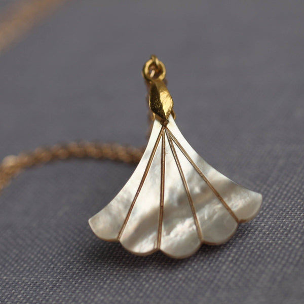 Mother Of Pearl Fan Necklace