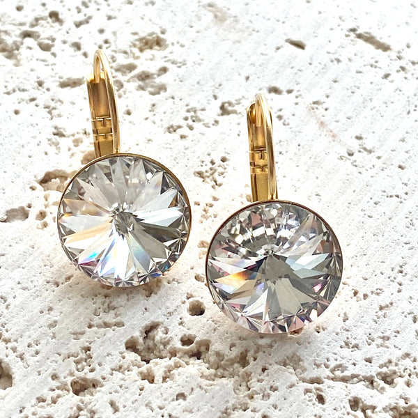 Crystal Earrings | Matte Gold