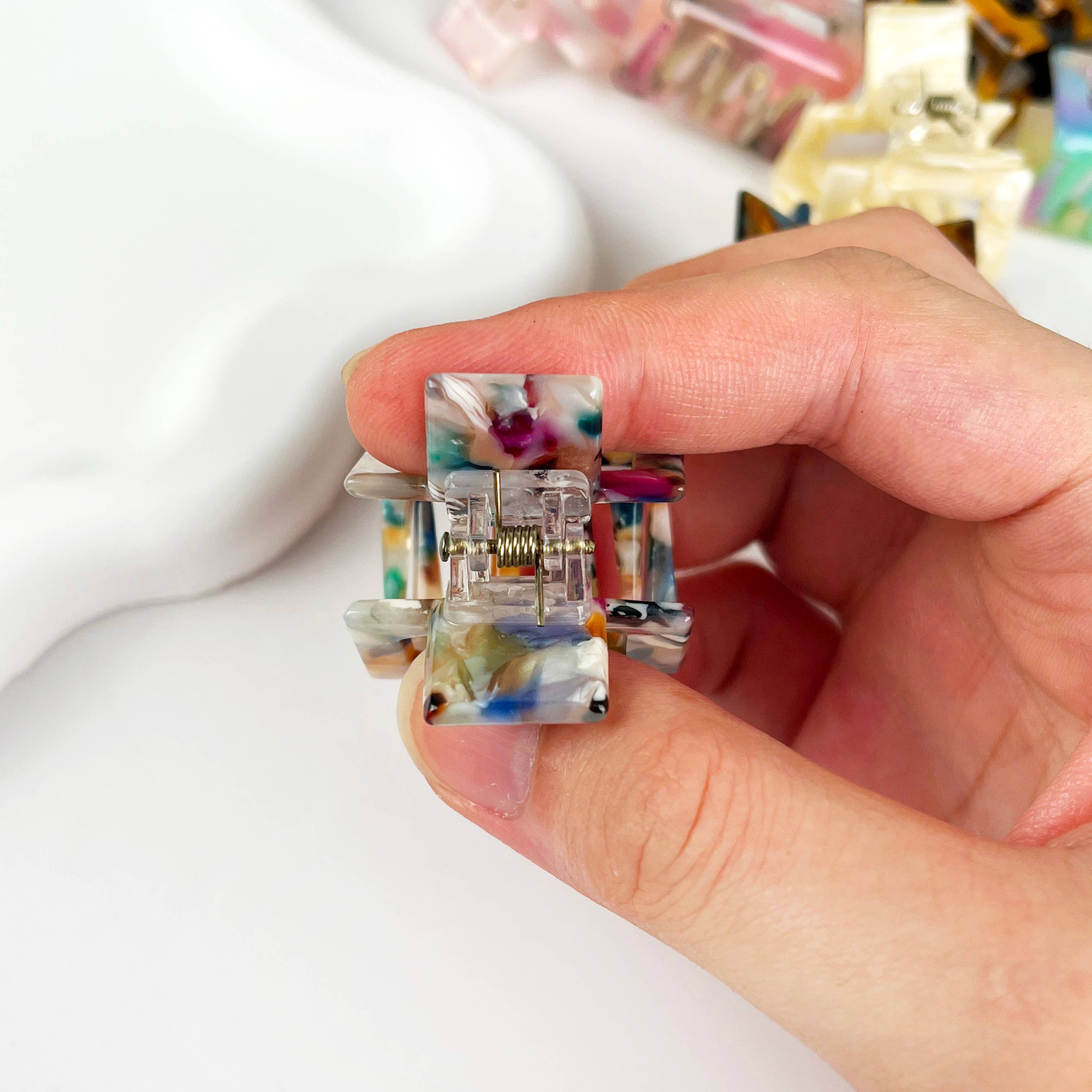 TheDivaSoap - Small Square Claw Clips,Acetate Small Hair Clip