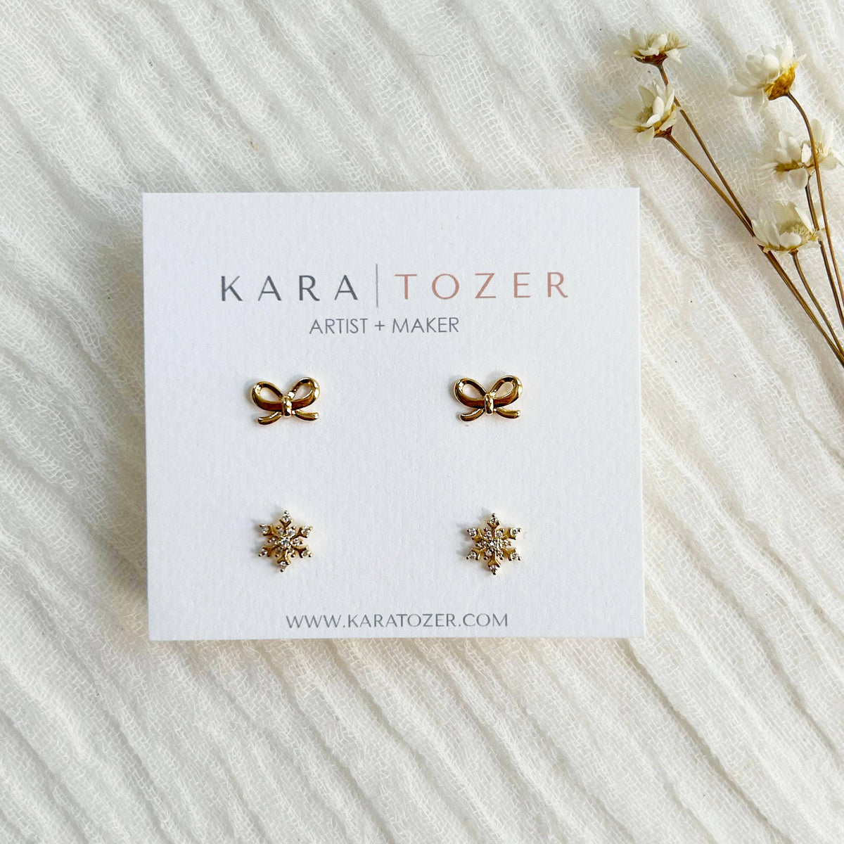 KARA | TOZER - Holiday Bow/Snowflake Stud Pack