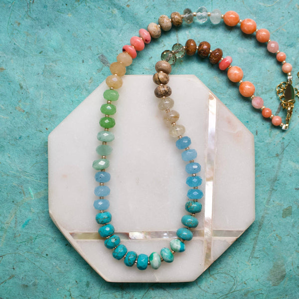 Medium Rondelle Necklace: Blue Multi