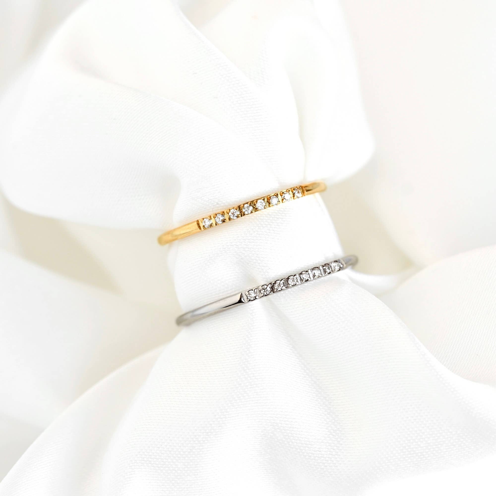 Blueyejewelry - Thin Pave CZ Ring - Slim Stainless Steel Diamond Line Ring