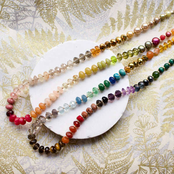 Medium Rondelle Necklace: Pink/Green Multi