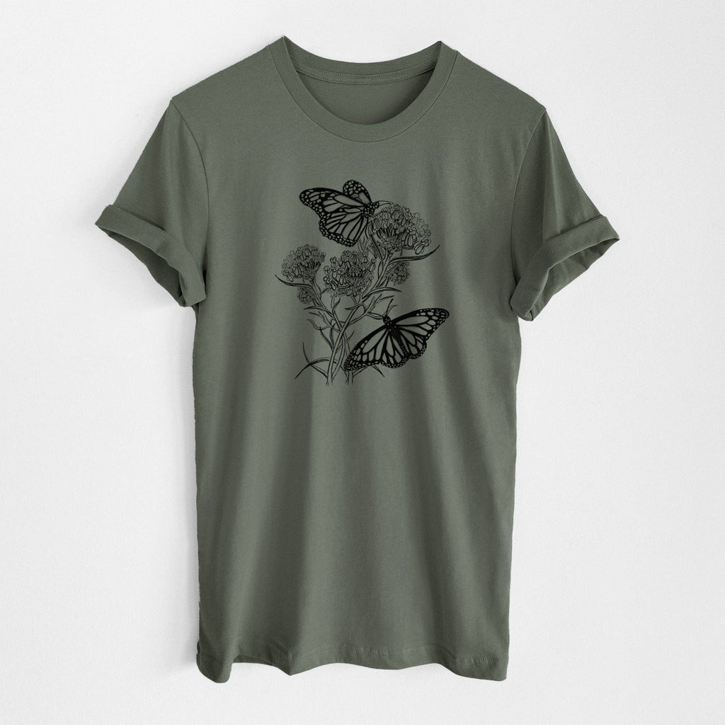 Because Tees - Narrowleaf Milkweed with Monarchs - Lightweight 100% Cotton Unisex Crewneck