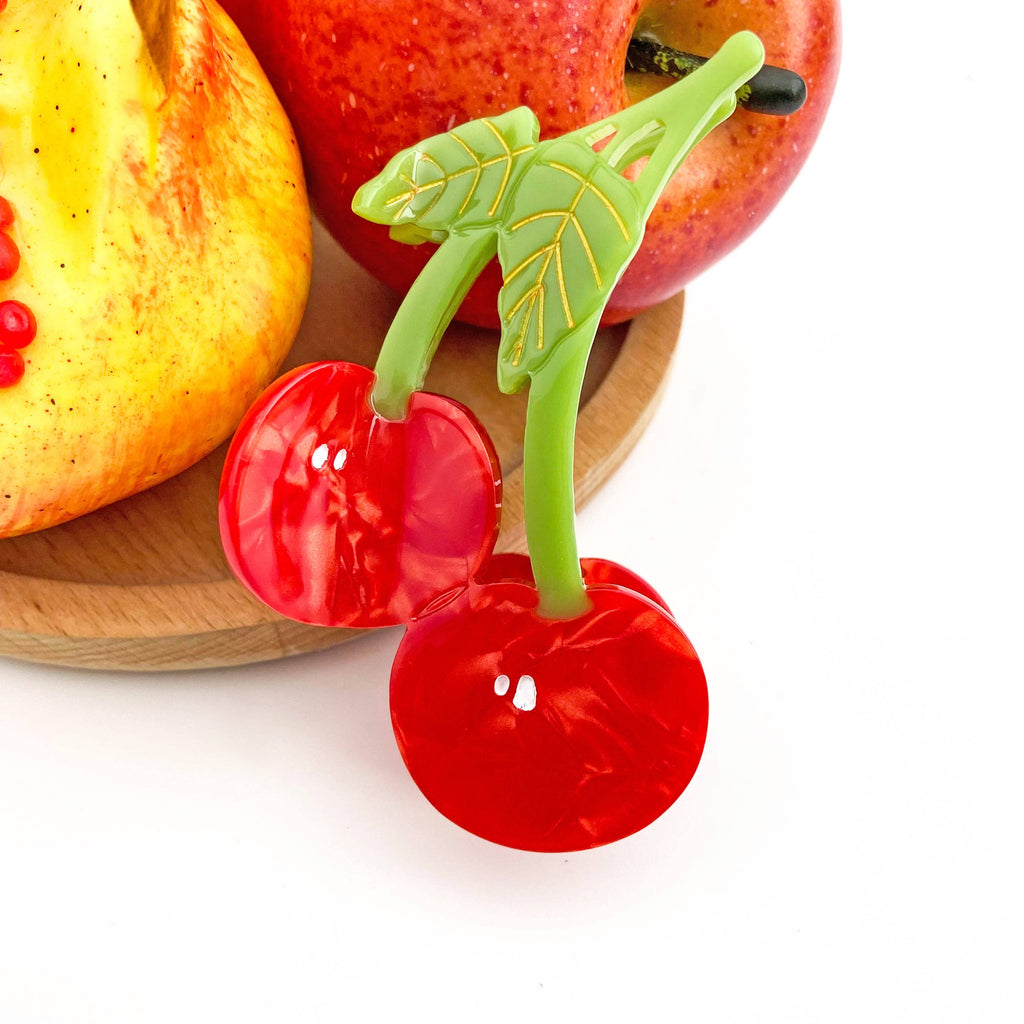 TheDivaSoap - Sweet Red Cherry Claw Clip, Twin Cherries Hair Clip