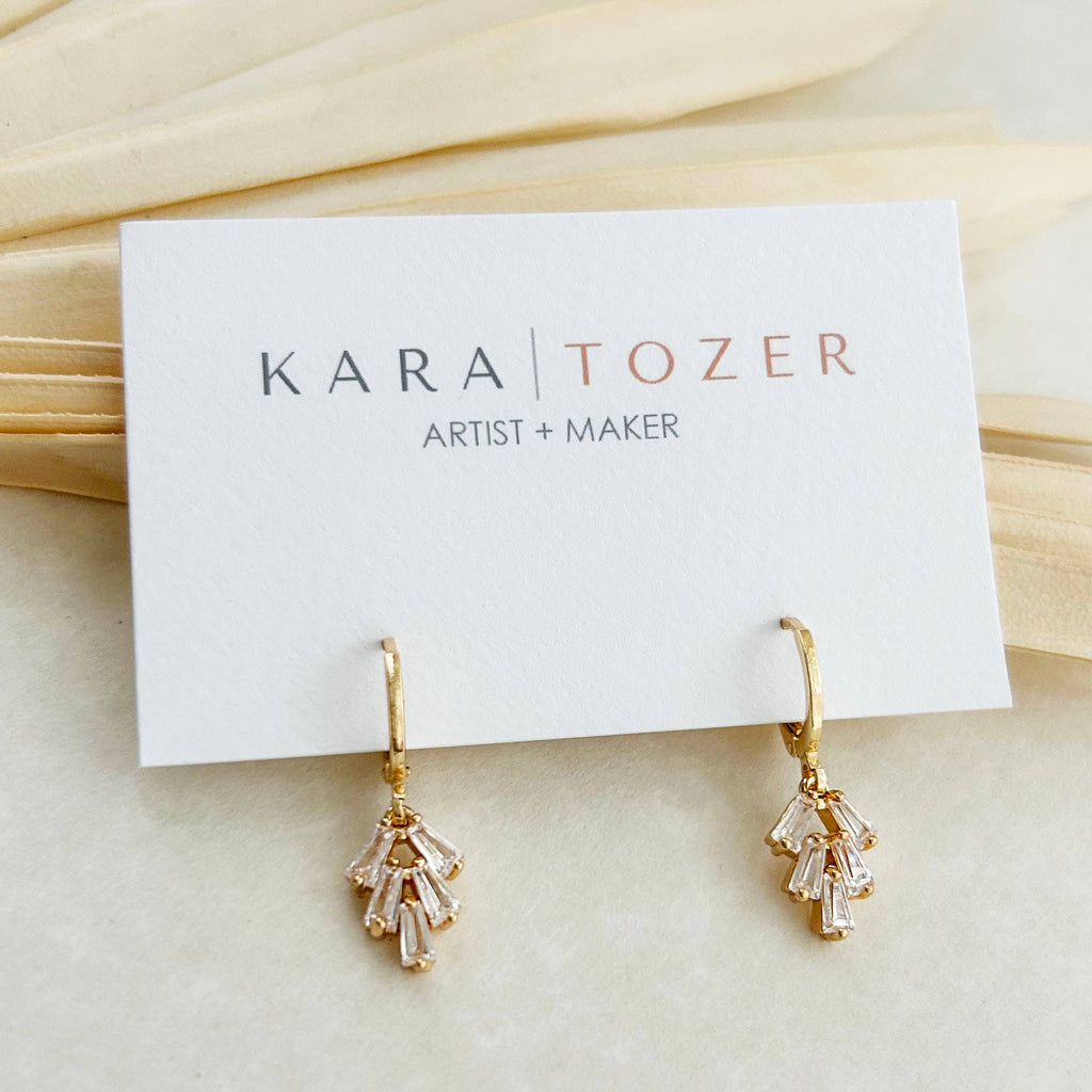 KARA | TOZER - Crystal Drop Huggie Hoops