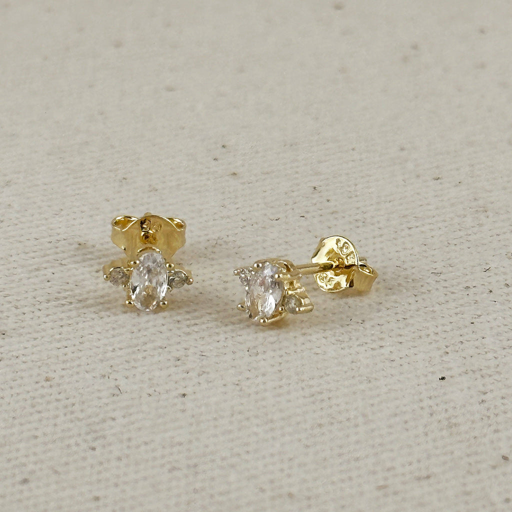Mini Oval CZ Stud Earrings