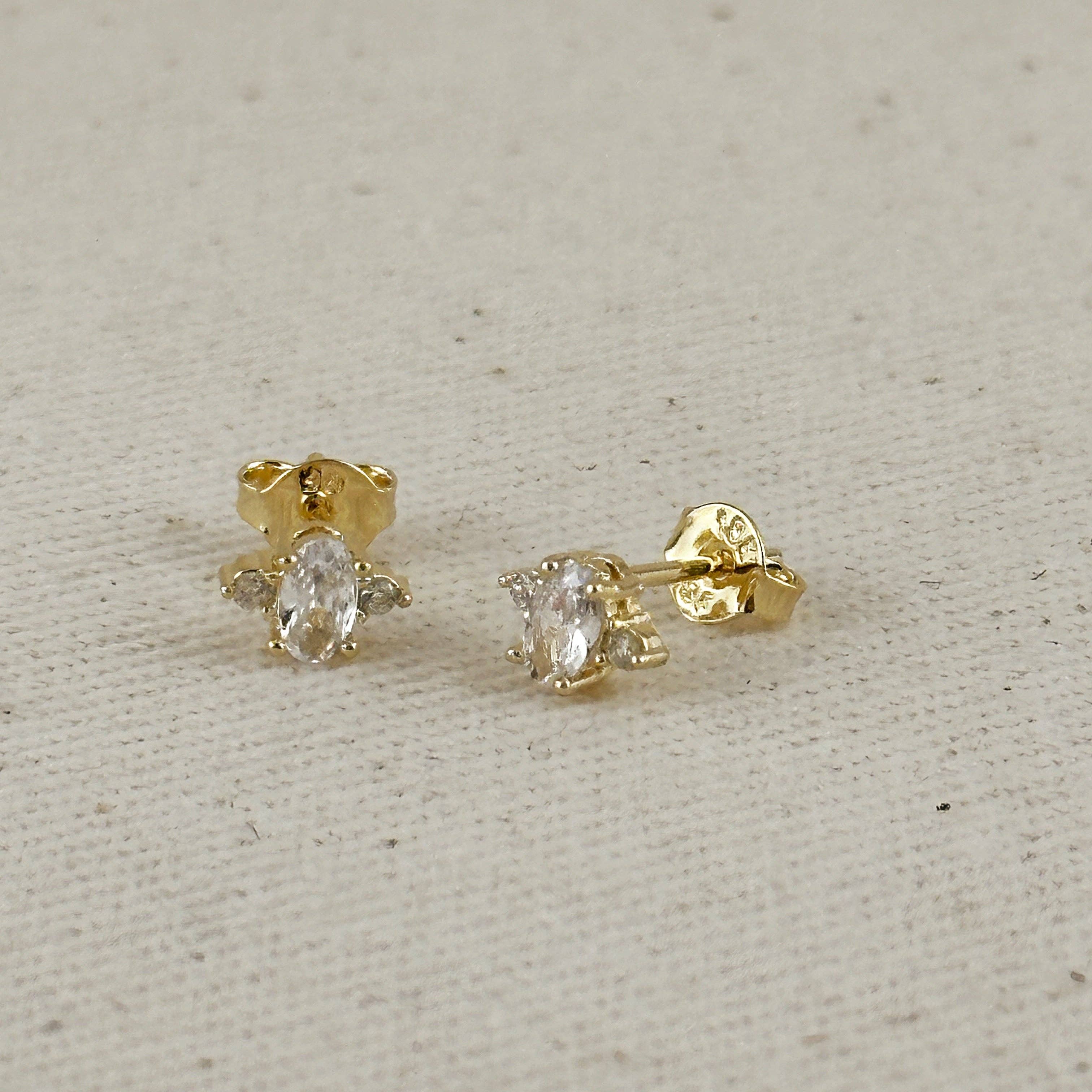 Mini Oval CZ Stud Earrings