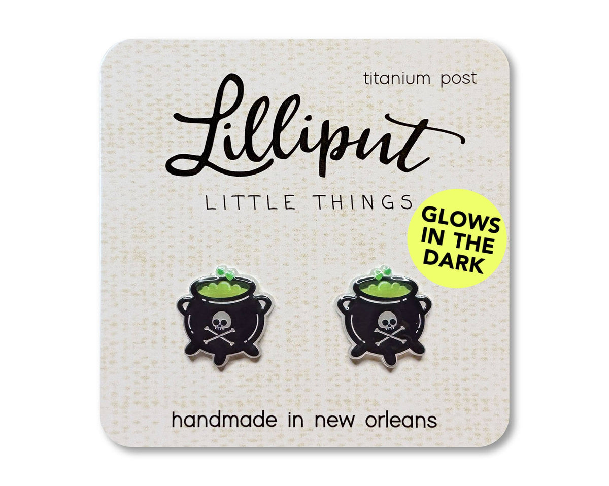 Lilliput Little Things - Cauldron Earrings - GLOW IN THE DARK / Halloween Earrings