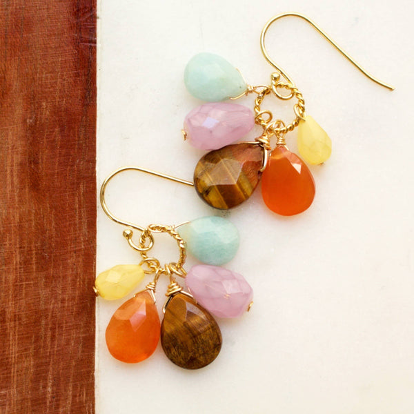 a.v. max - Semi Precious Cluster Earrings: Tundru