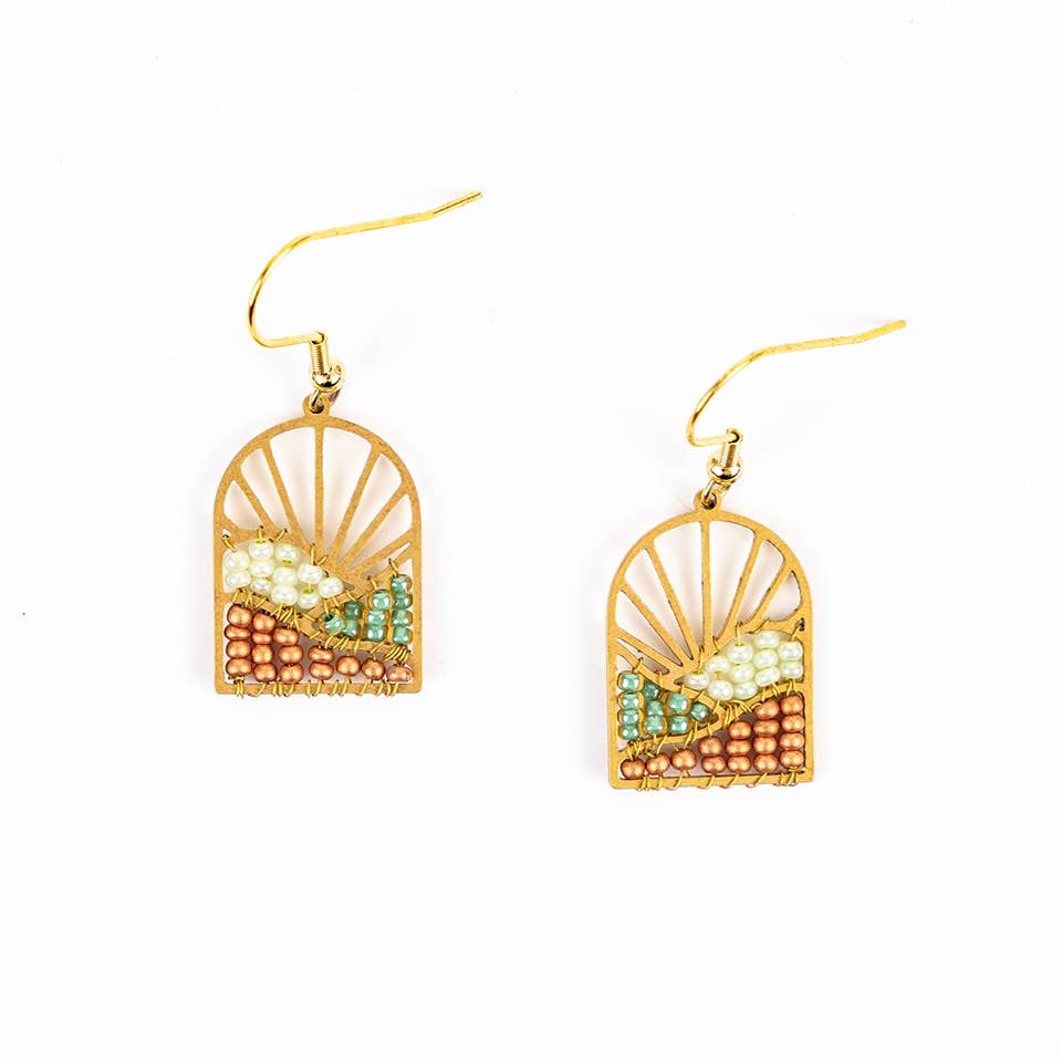 Altiplano - Sunrise Brass and Bead Earrings