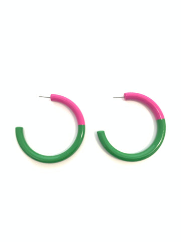 Hoop Earrings| Hot Pink/Kelli Green