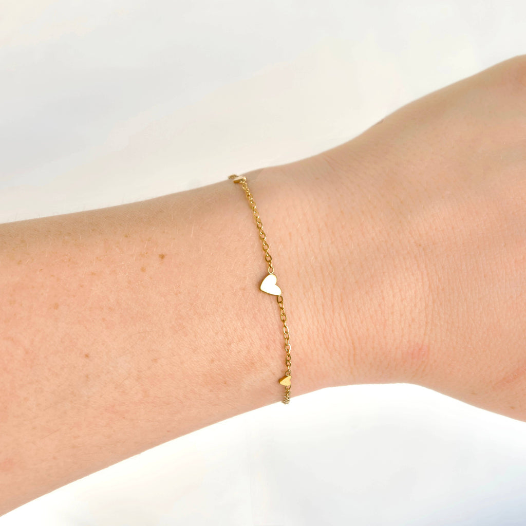 Blueyejewelry - Minimalist Gold Triple Heart Bracelet - Stainless Steel