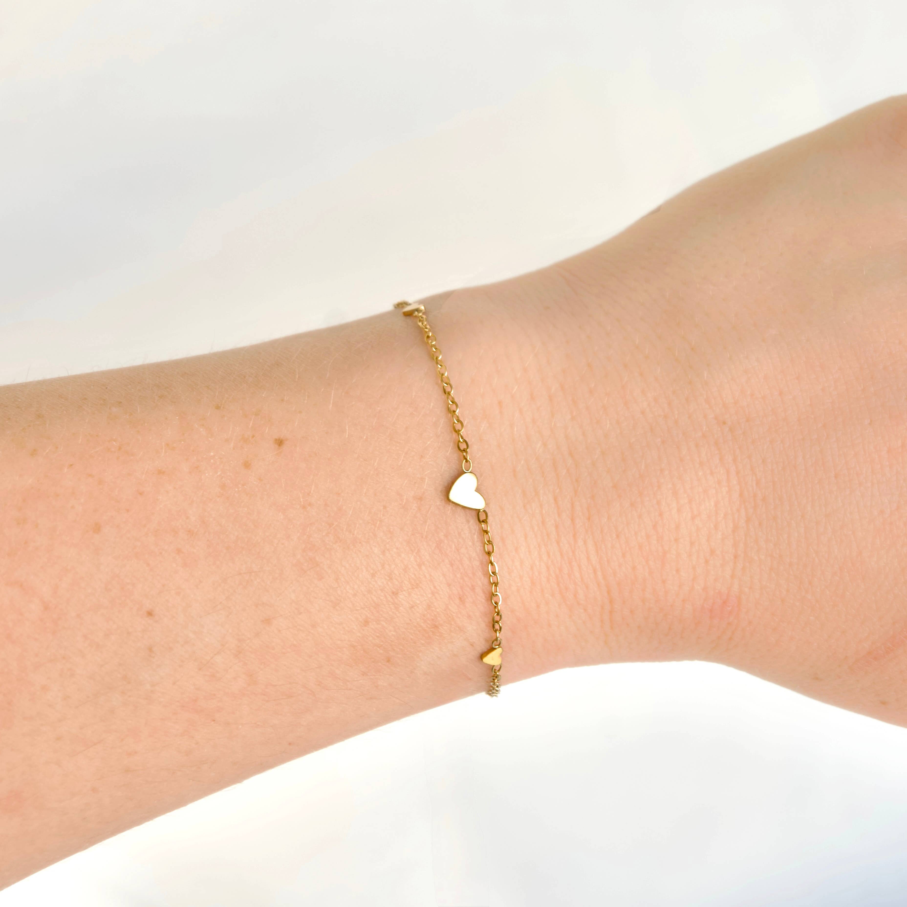 Blueyejewelry - Minimalist Gold Triple Heart Bracelet - Stainless Steel