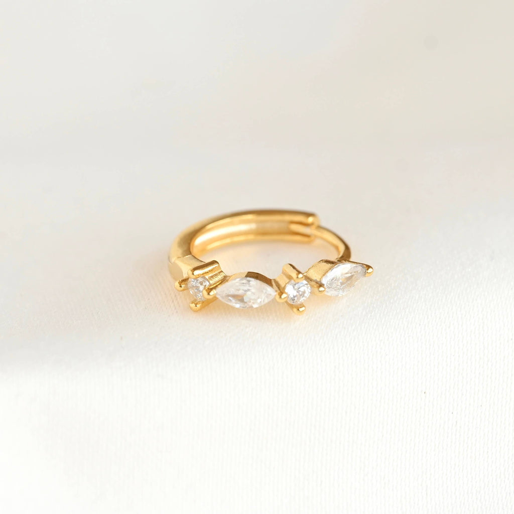 Blueyejewelry - Gold Marquise CZ Earring Set - 925 Sterling Silver
