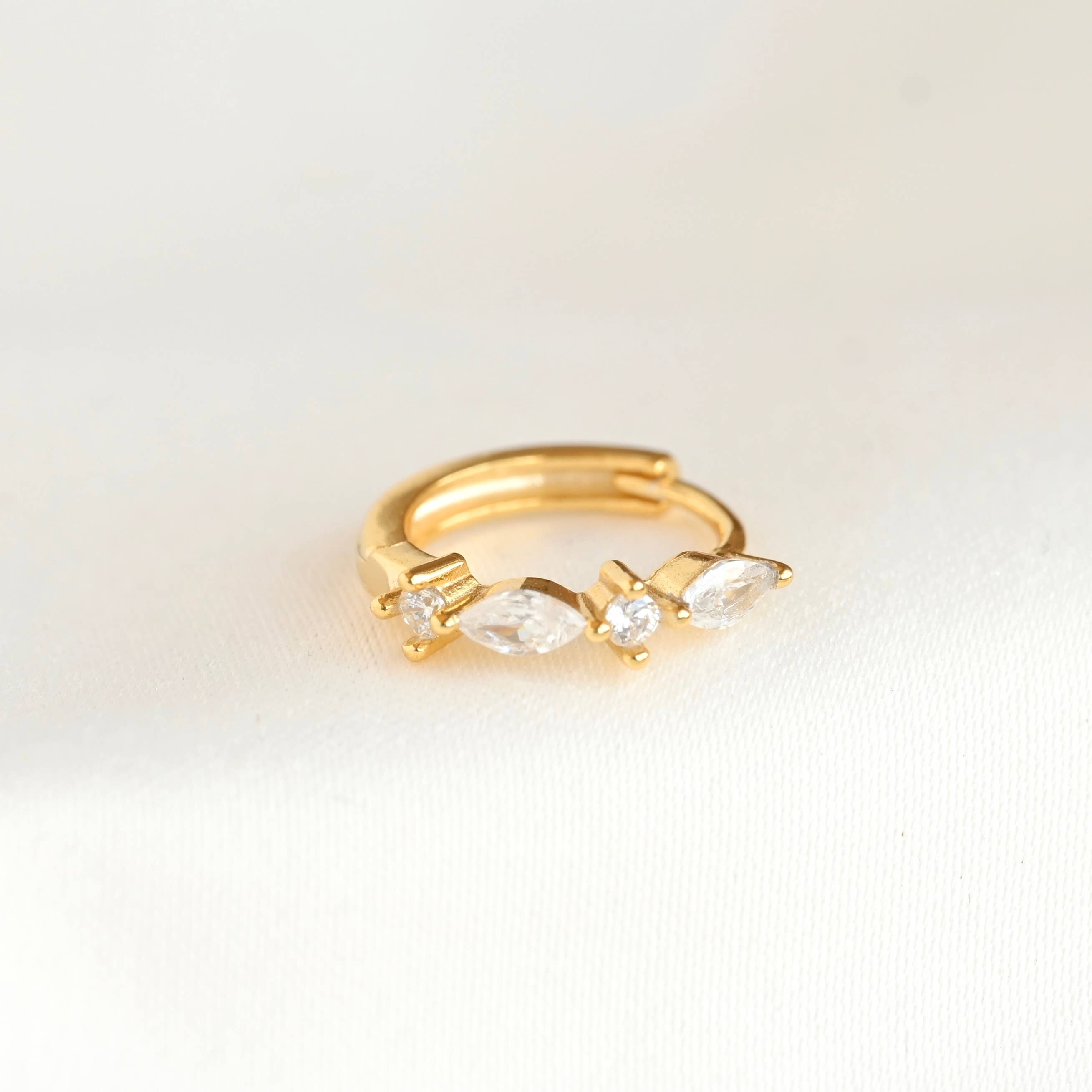 Blueyejewelry - Gold Marquise CZ Earring Set - 925 Sterling Silver