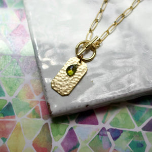 a.v. max - Dog Tag w/Semi Toggle Necklace: Peridot