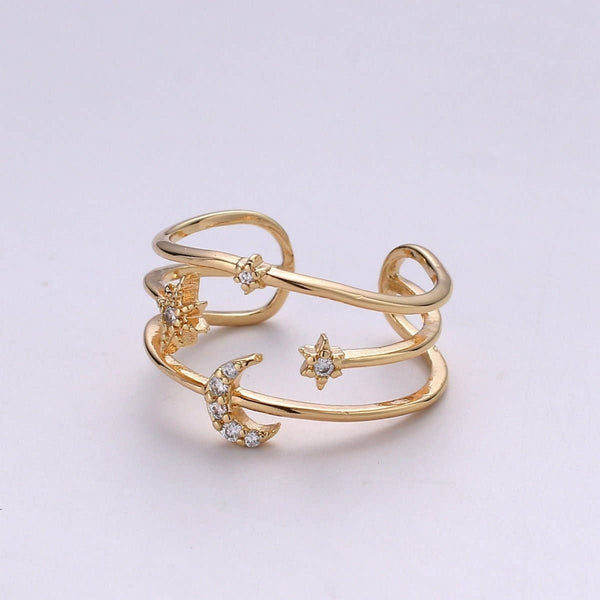 Moon and Star Celestial Ring