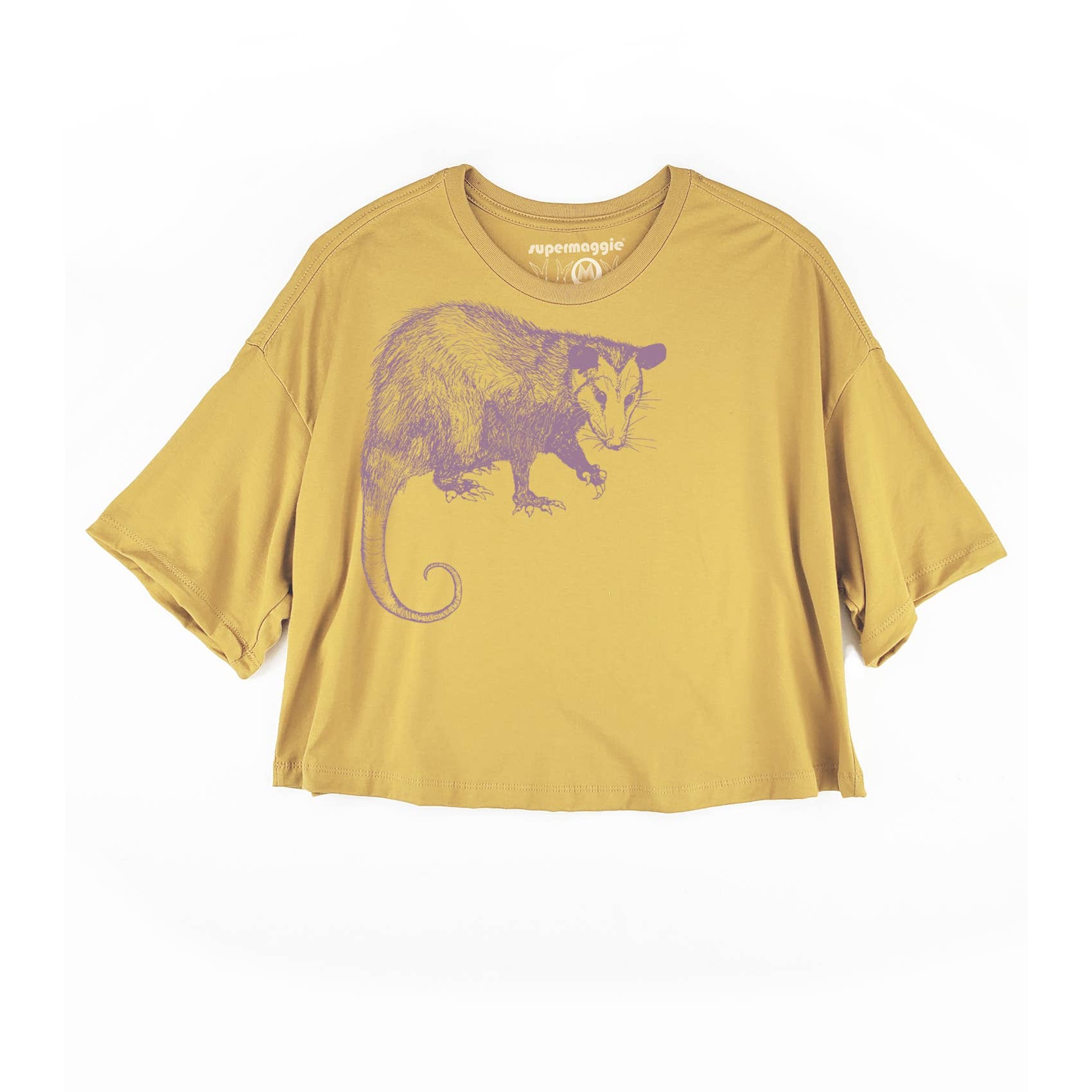 Supermaggie @ Faire - Opossum Clover Crop Tee: Mustard / Md