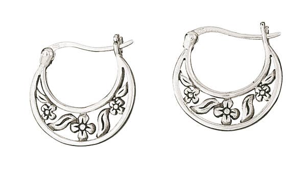 Porch Time Sterling Silver Flower Hoop Earrings