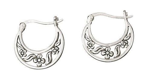 Porch Time Sterling Silver Flower Hoop Earrings