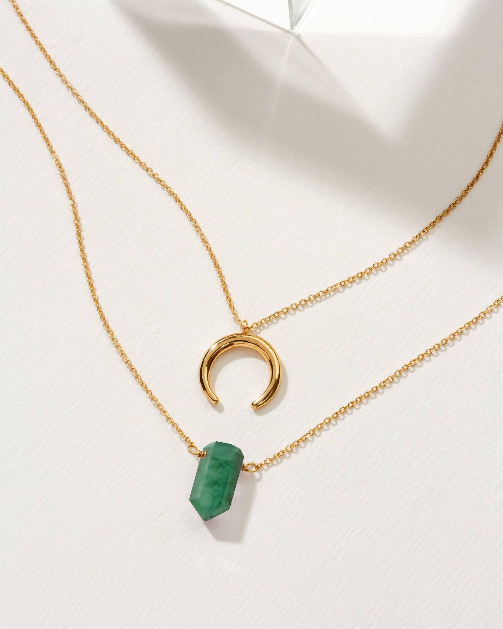 Gemstone Point Necklace Set|Emerald