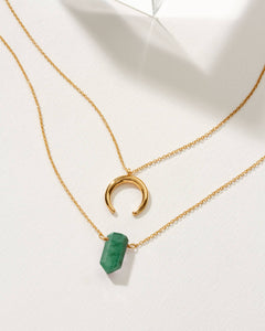 Gemstone Point Necklace Set|Emerald