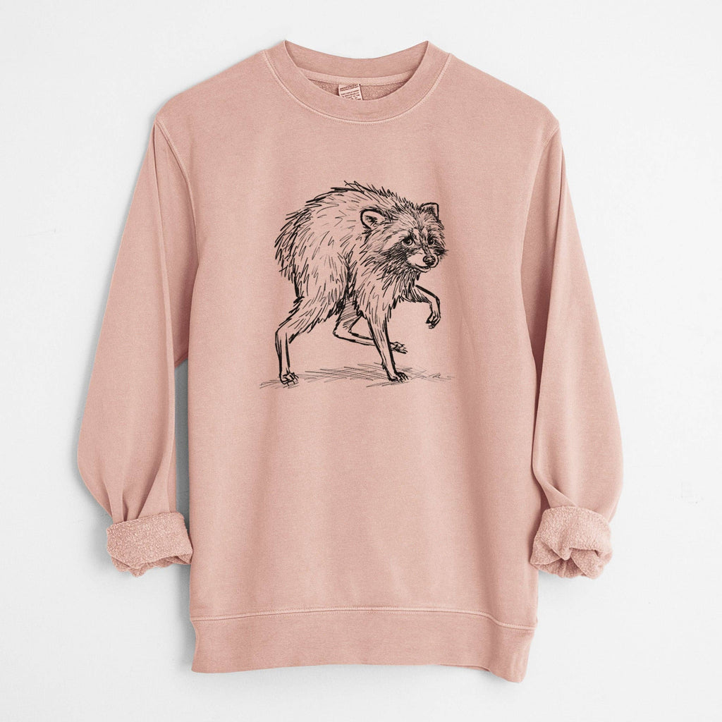 Because Tees - Short-Spine Seattle Raccoon - Unisex Pigment Dyed Crew Sweatshirt